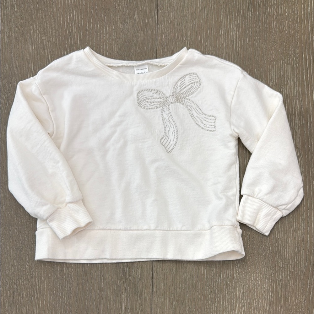 Off White/Cream Sweatshirt with Bow Detail